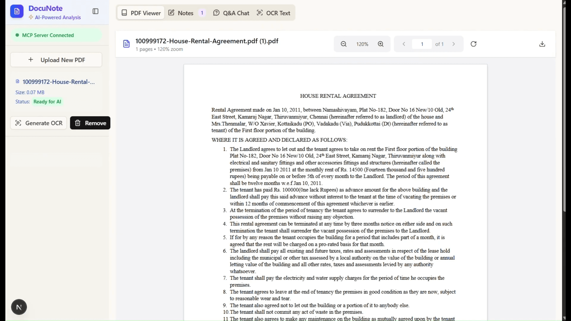 Docunote( Legal-Document-Demystifier )